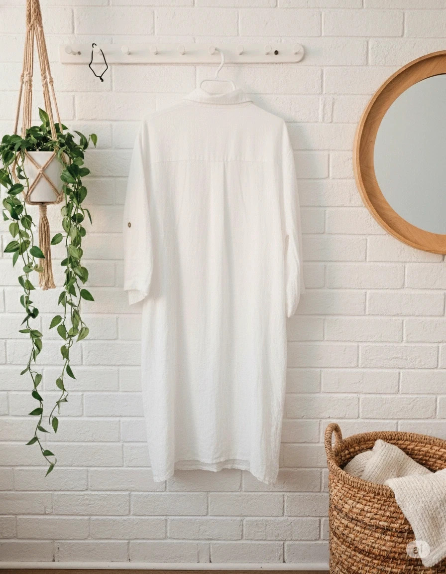 Local linen shirt · Size XL · Rolled sleeves · Natural chic style – Sin marca – taille XL 2