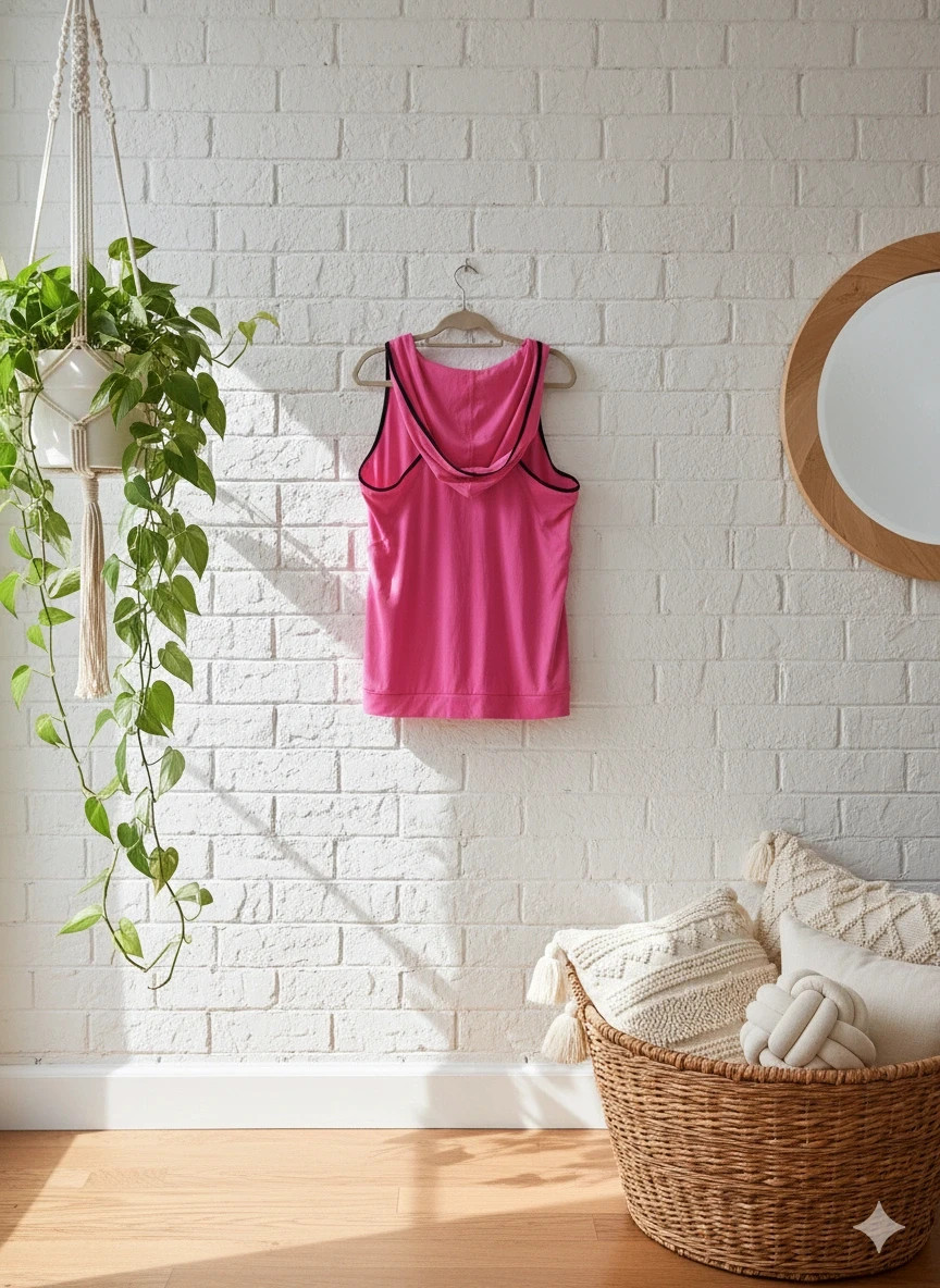 Domyos sleeveless hoodie · Size 46 · Sporty urban style · Pink & black contrast – Domyos – taille XXXL / 46 / 18 2