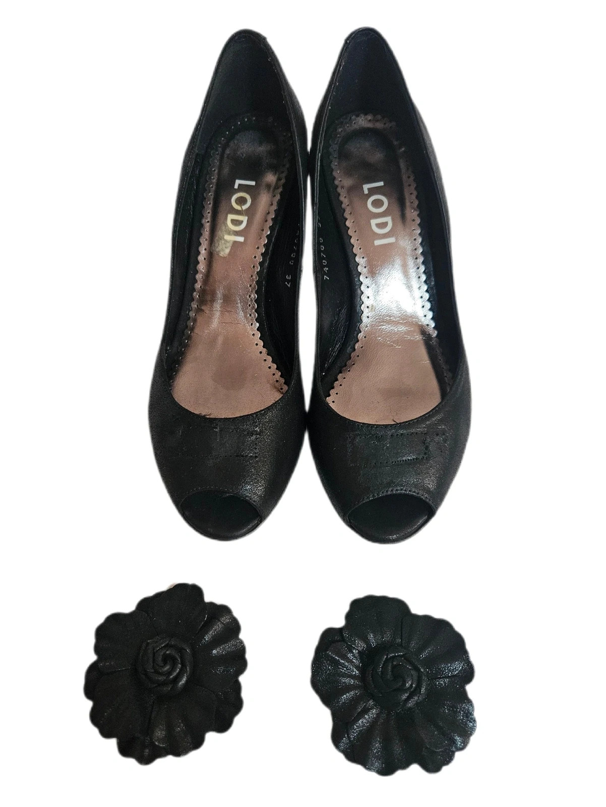 LODI black peep-toe heels vintage· Talla 37 · Elegant leather · Classy chic – Lodi – taille 37 2
