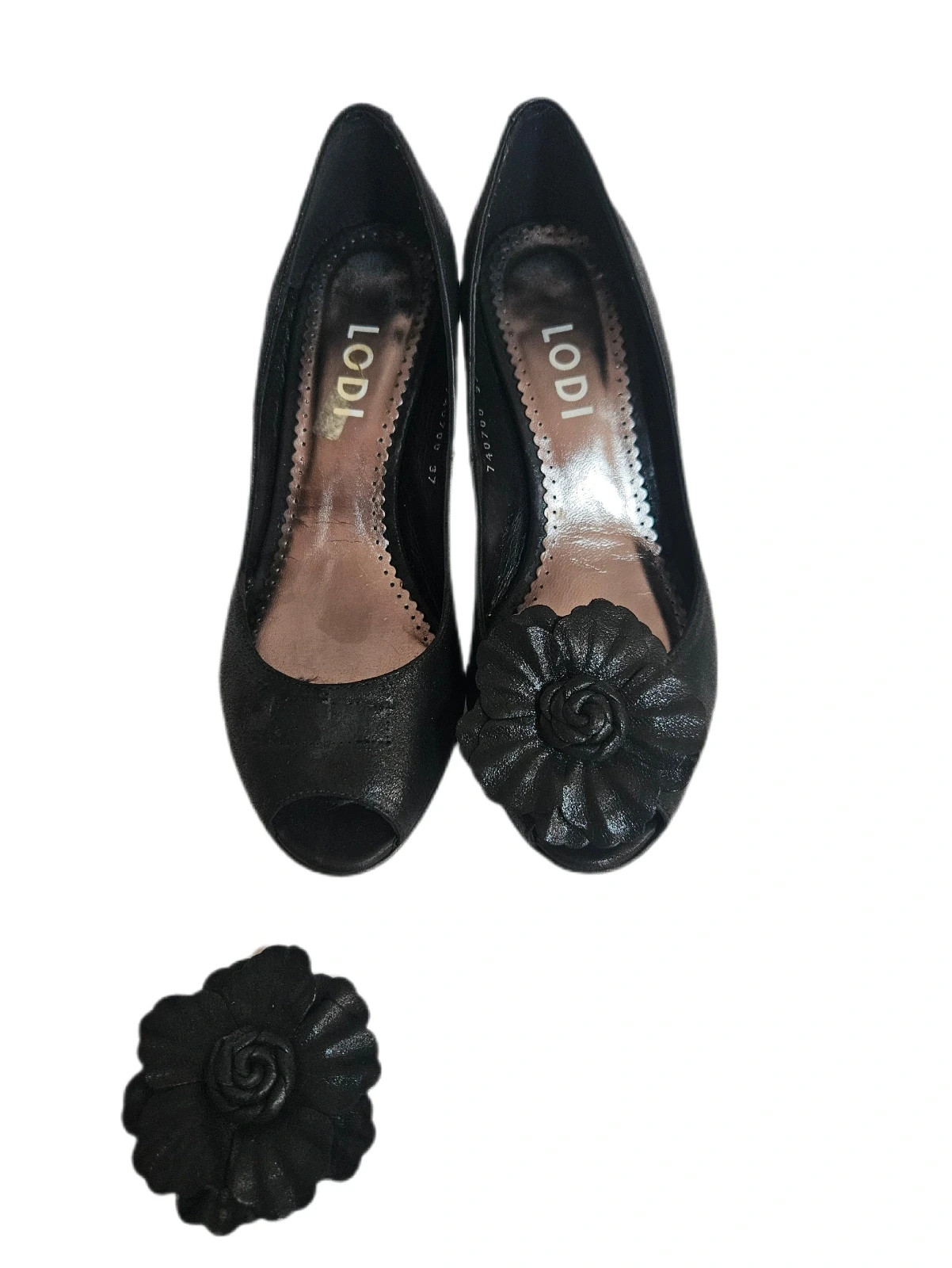 LODI black peep-toe heels vintage· Talla 37 · Elegant leather · Classy chic – Lodi – taille 37 3