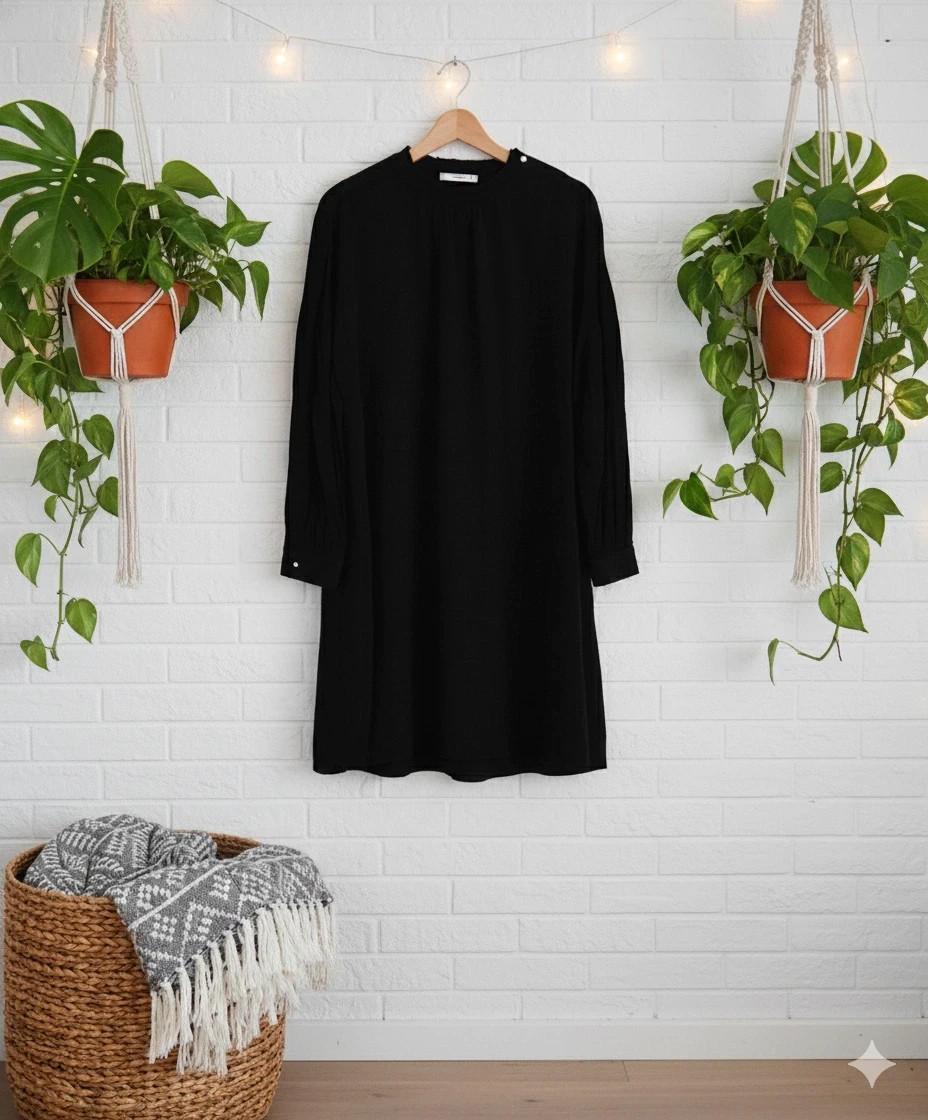 Vestido negro Mango L elegante minimal con botones dorados – Mango – taille L / 40 / 12 2