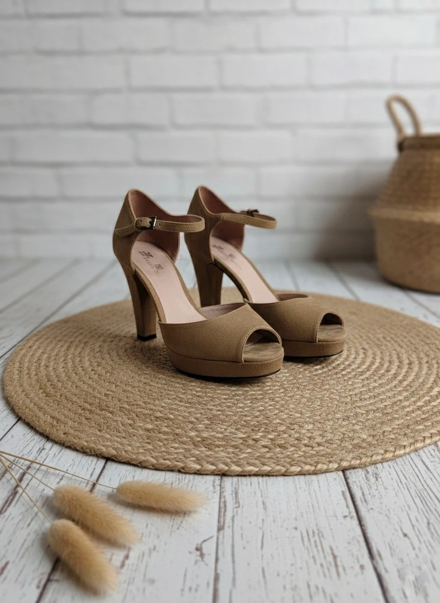 Zapatos Gloria Ortiz camel 37 tacón medio estilo classy vintage