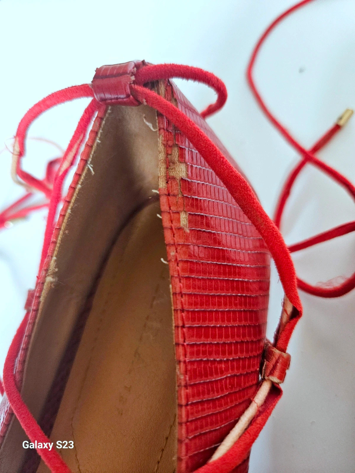 Bailarinas rojas ZARA con cordones · red lace-up flats · talla 40 – Zara – taille 40 4