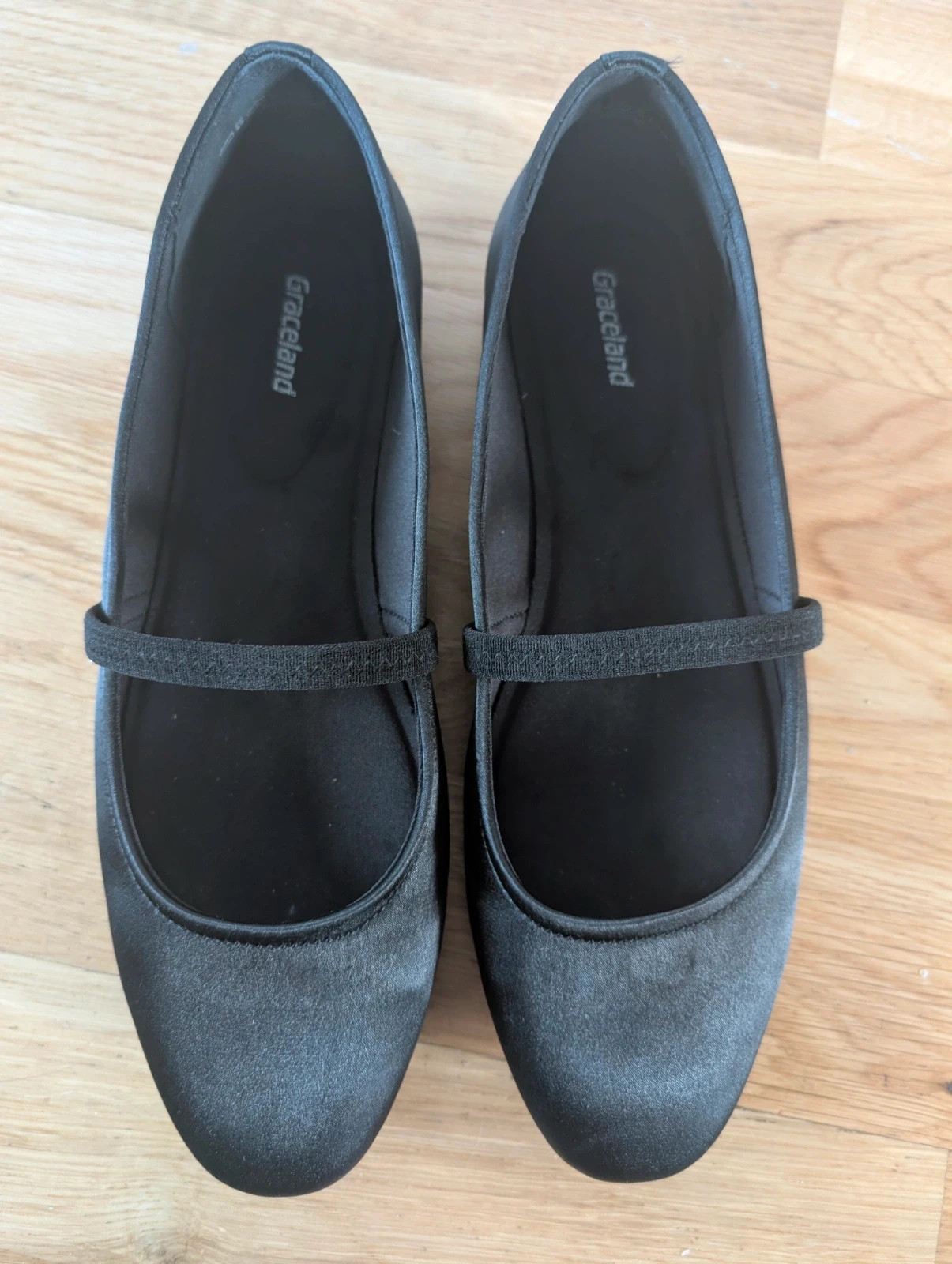 Black Satin Mary Jane Ballet Flats UK 5 – Graceland – taille 5 5