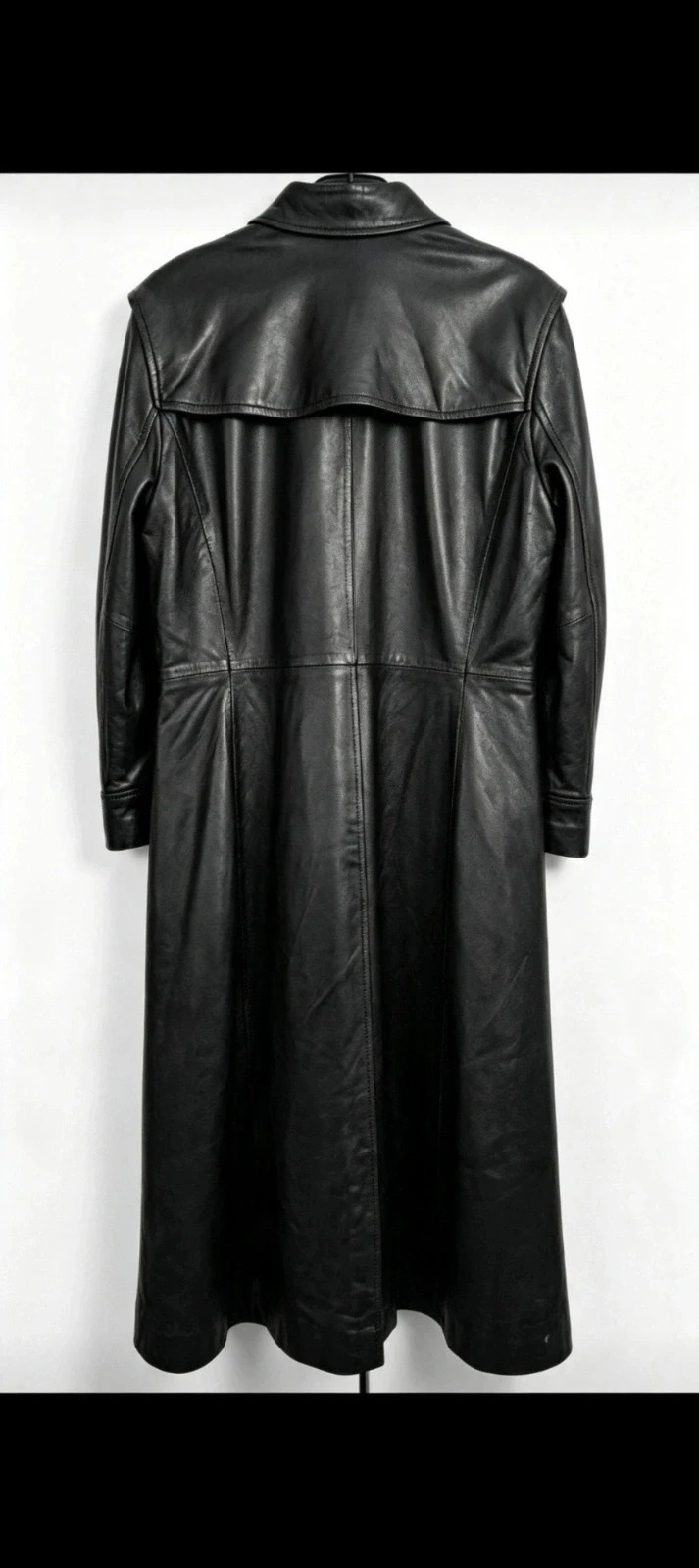 100% Leather Black Trench Coat UK XL – Charlie – taille XL / UK 20-22 2
