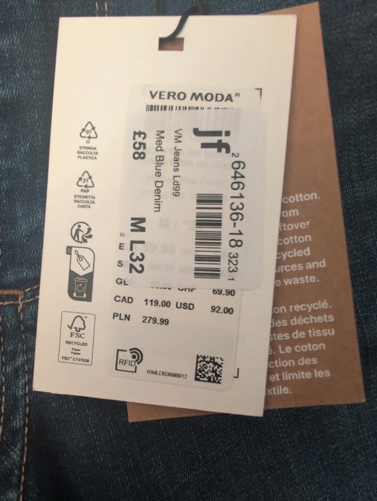 New Vera Moda Blue Denim High Rise Jeans – Vero Moda – taille M / UK 12-14 4