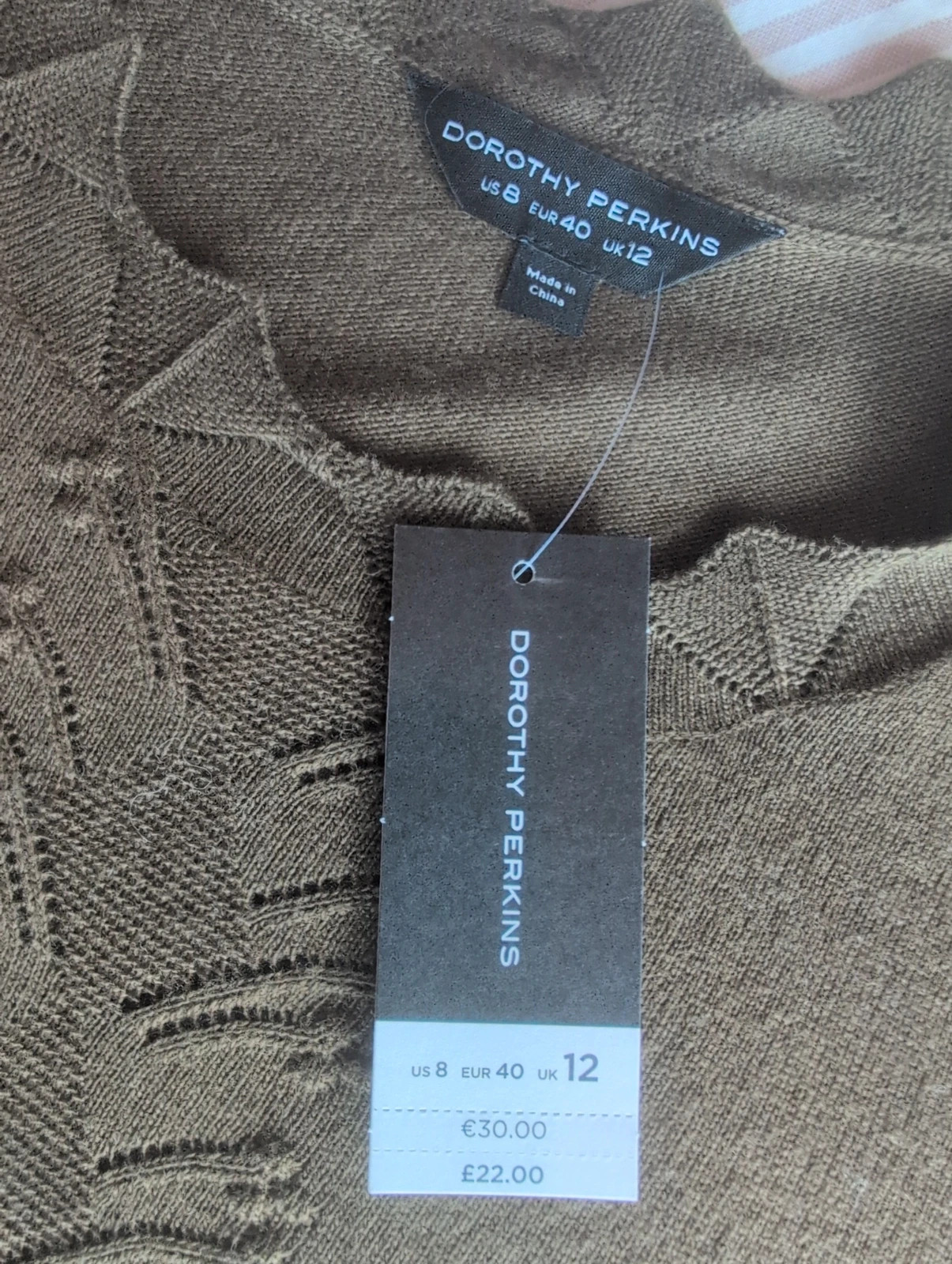 New Wool Mix Olive Green Khaki Knit Jumper UK 12 – Dorothy Perkins – taille M / UK 12-14 2