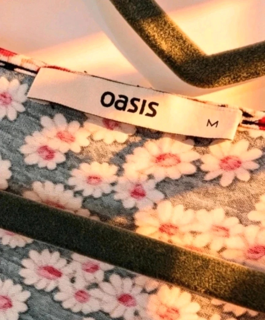 Oasis Floral Ruffle Sleeve Top | Size M | Summer Coastal Beach Holiday Boho Indie Hippie – Oasis – taille M / UK 12-14 2