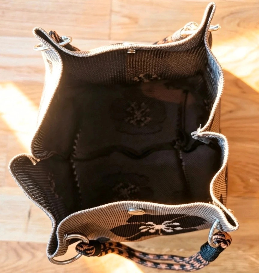 New Black Flower Knit Bucket Bag Boho Festival Indie Hippie 3