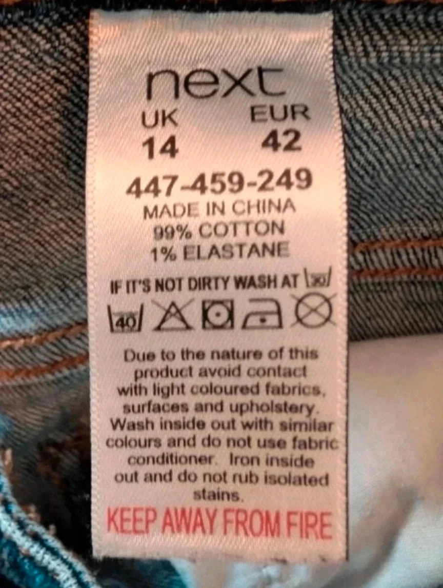 Next Dark Wash Skinny Jeans | UK 14 | 99% Cotton Real Denim | Y2K Vintage 90s – Next – taille M / UK 12-14 3