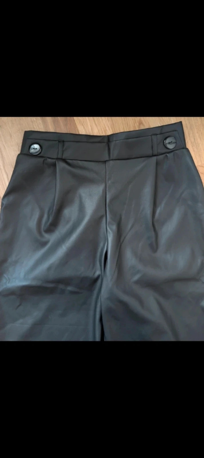 New Black Faux Leather Wide Leg Trousers UK S – JDY – taille S / UK 8-10 3