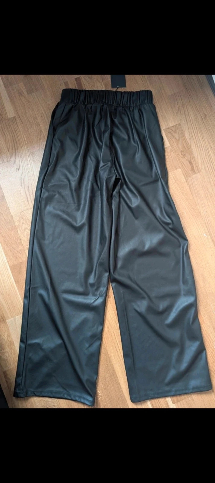 New Black Faux Leather Wide Leg Trousers UK S – JDY – taille S / UK 8-10 4
