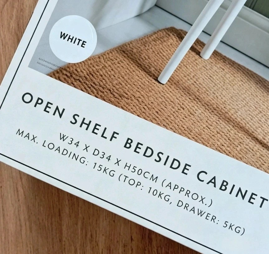 New White Bedside Table – B&M 3