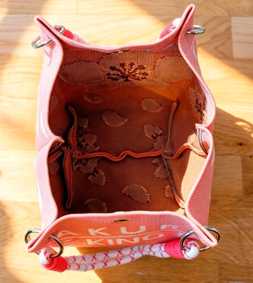 New Pink Flower Knit Bucket Bag Festival Indie Hippie Boho 3
