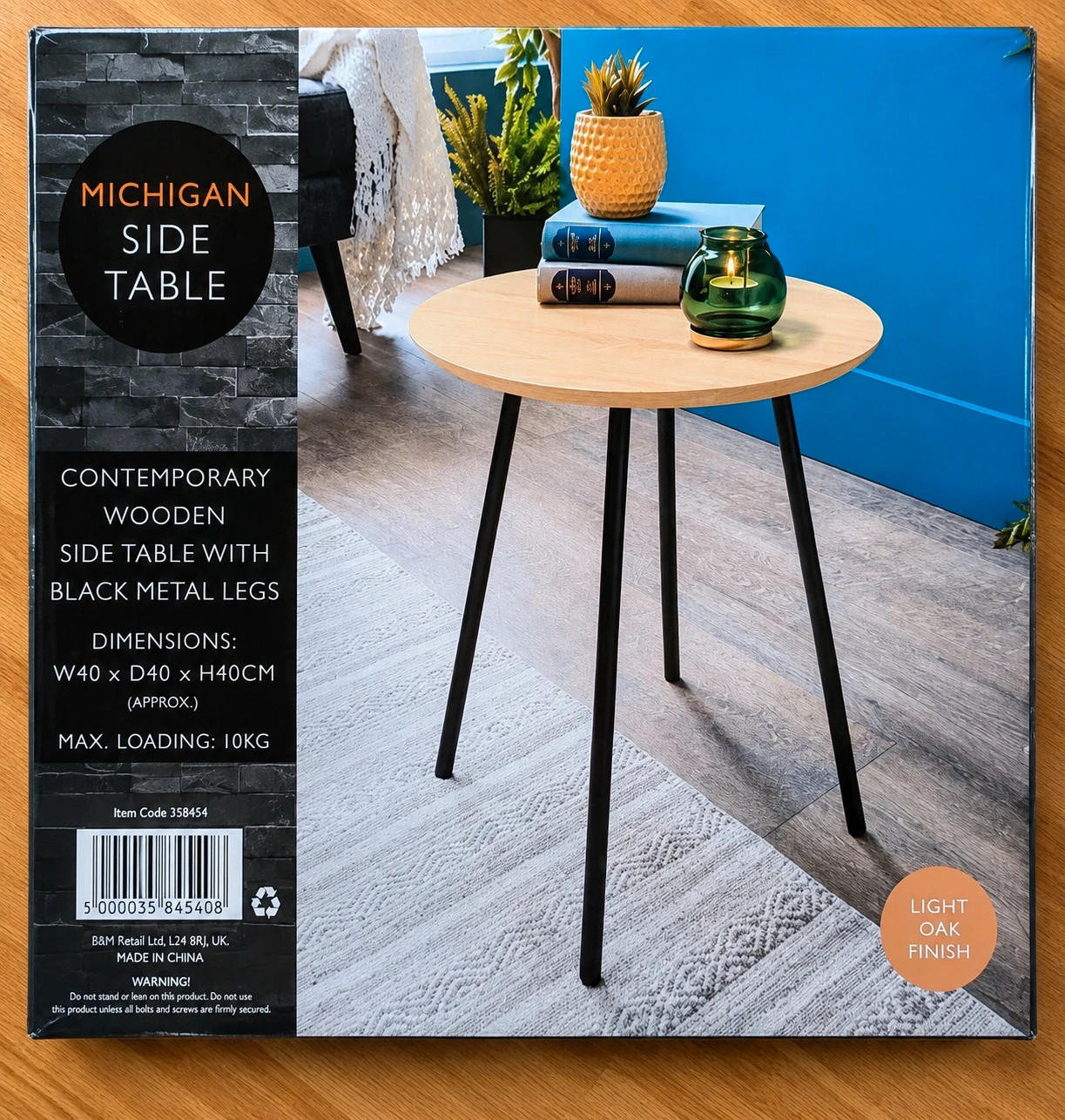New Round Light Oak Side Table – Michigan 2