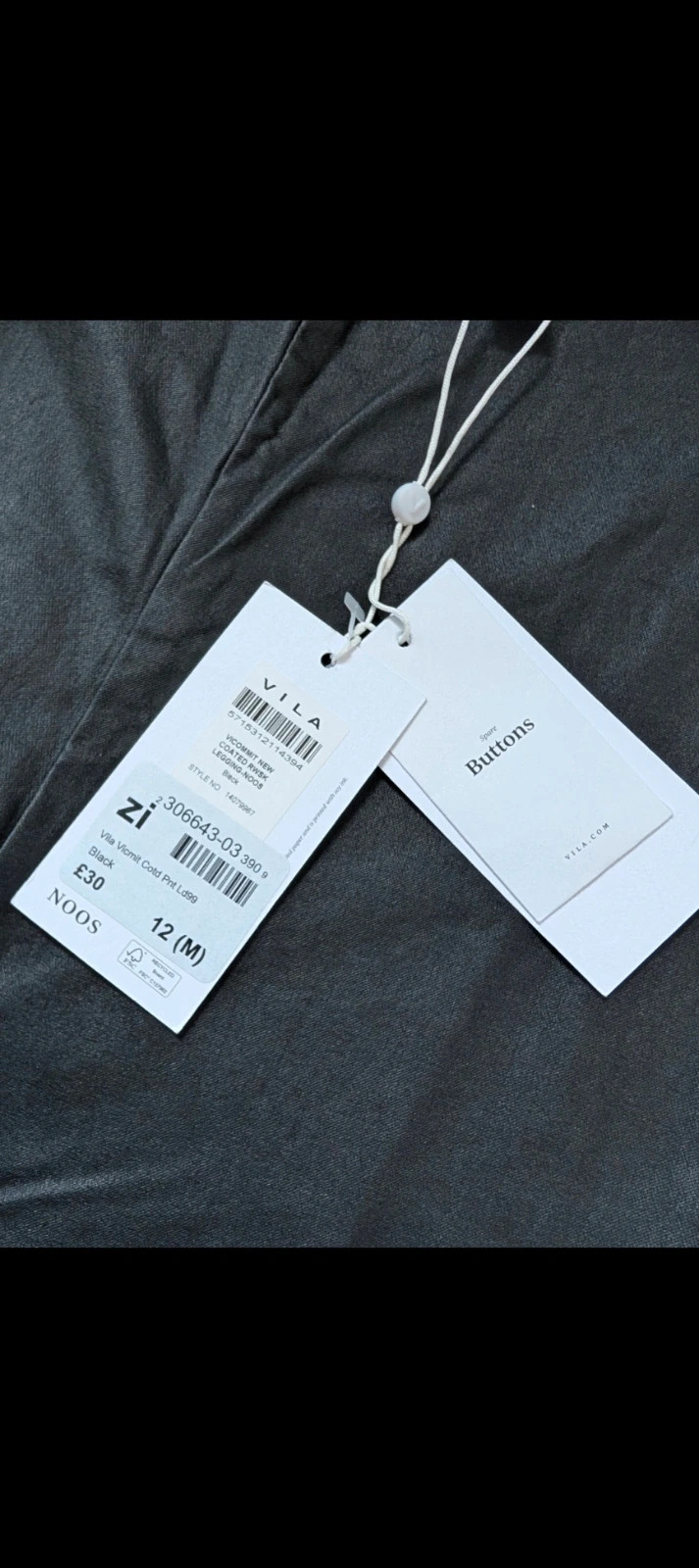New Vila Vicommit Black Coated Leggings Trousers Size 12 / M NOOS – Vila – taille M / UK 12-14 2