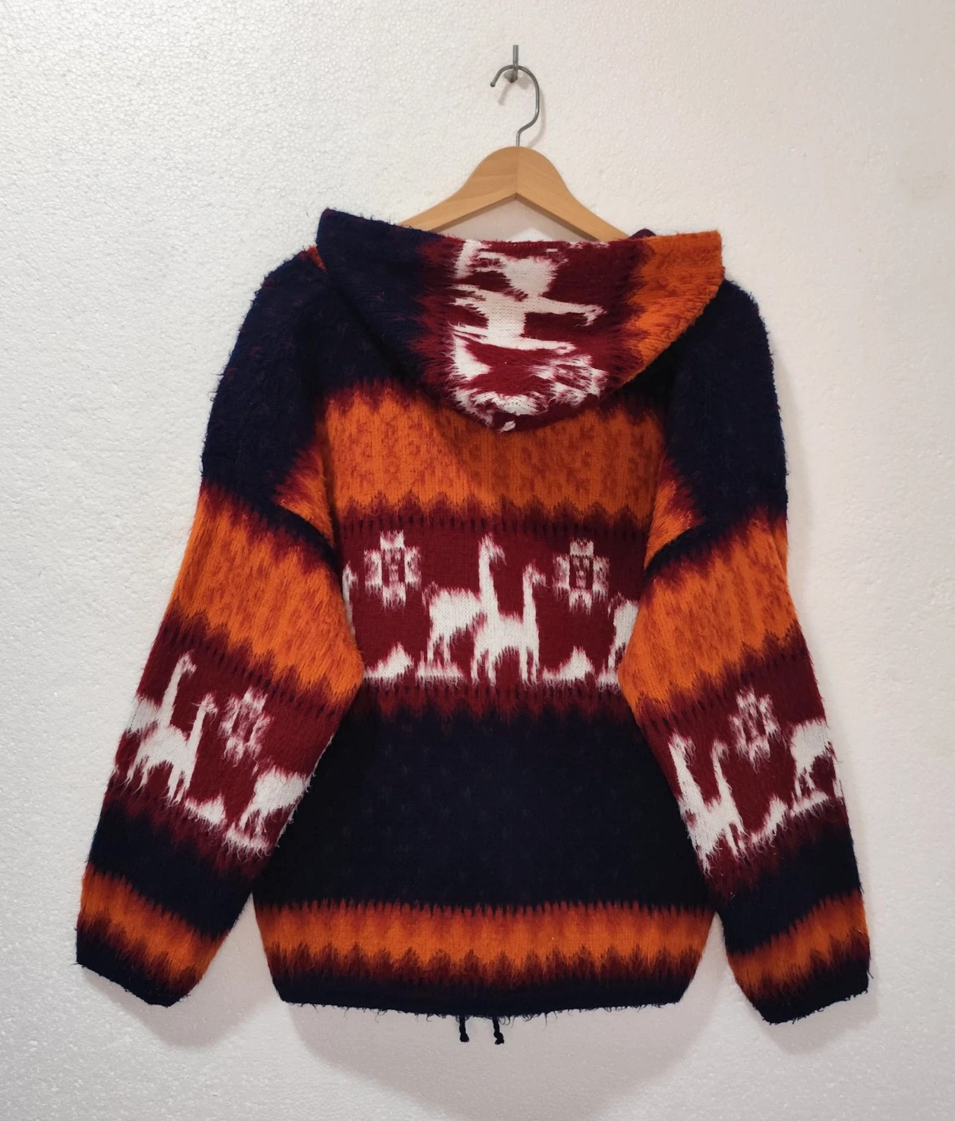 Sudadera Andina Artesanal de lana con llamas y cremallera Talla M – Hecho a Mano – taille M 4