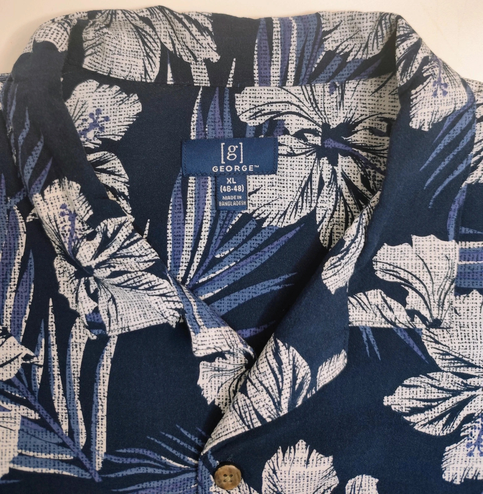 Camisa Hawaiana Azul Con Flores George 100% Rayón Talla XL – George – taille XL 2