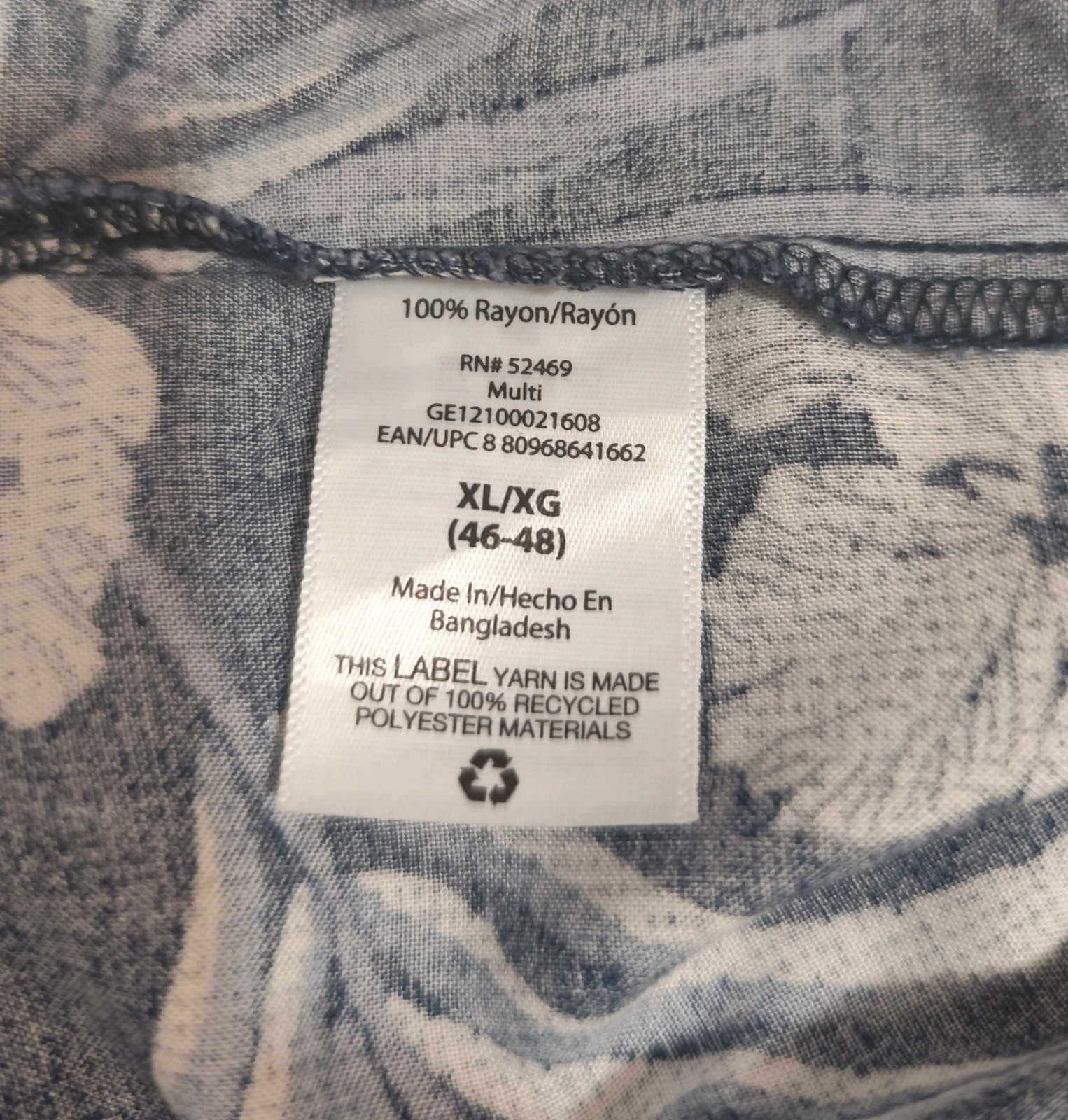 Camisa Hawaiana Azul Con Flores George 100% Rayón Talla XL – George – taille XL 4