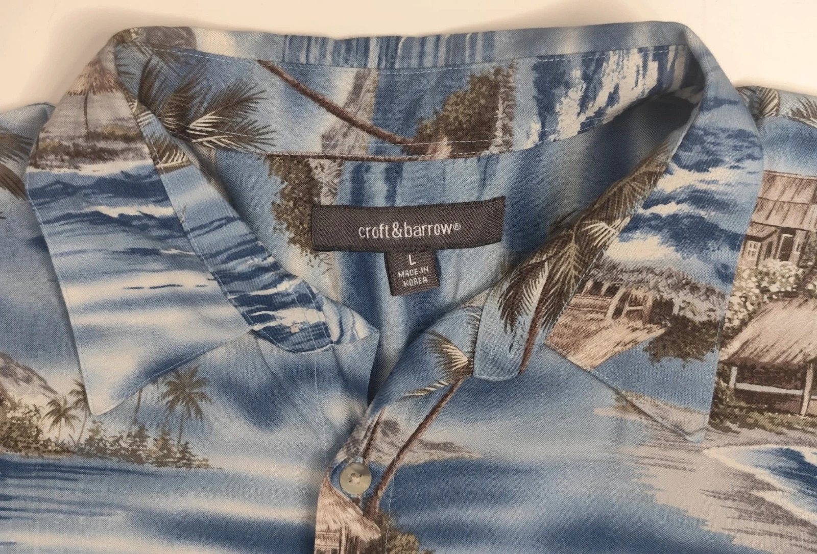 Camisa Hawaiana Vintage Azul Croft & Barrow 100% Rayón Estampado Tropical Talla L – Croft & Barrow – taille L 2
