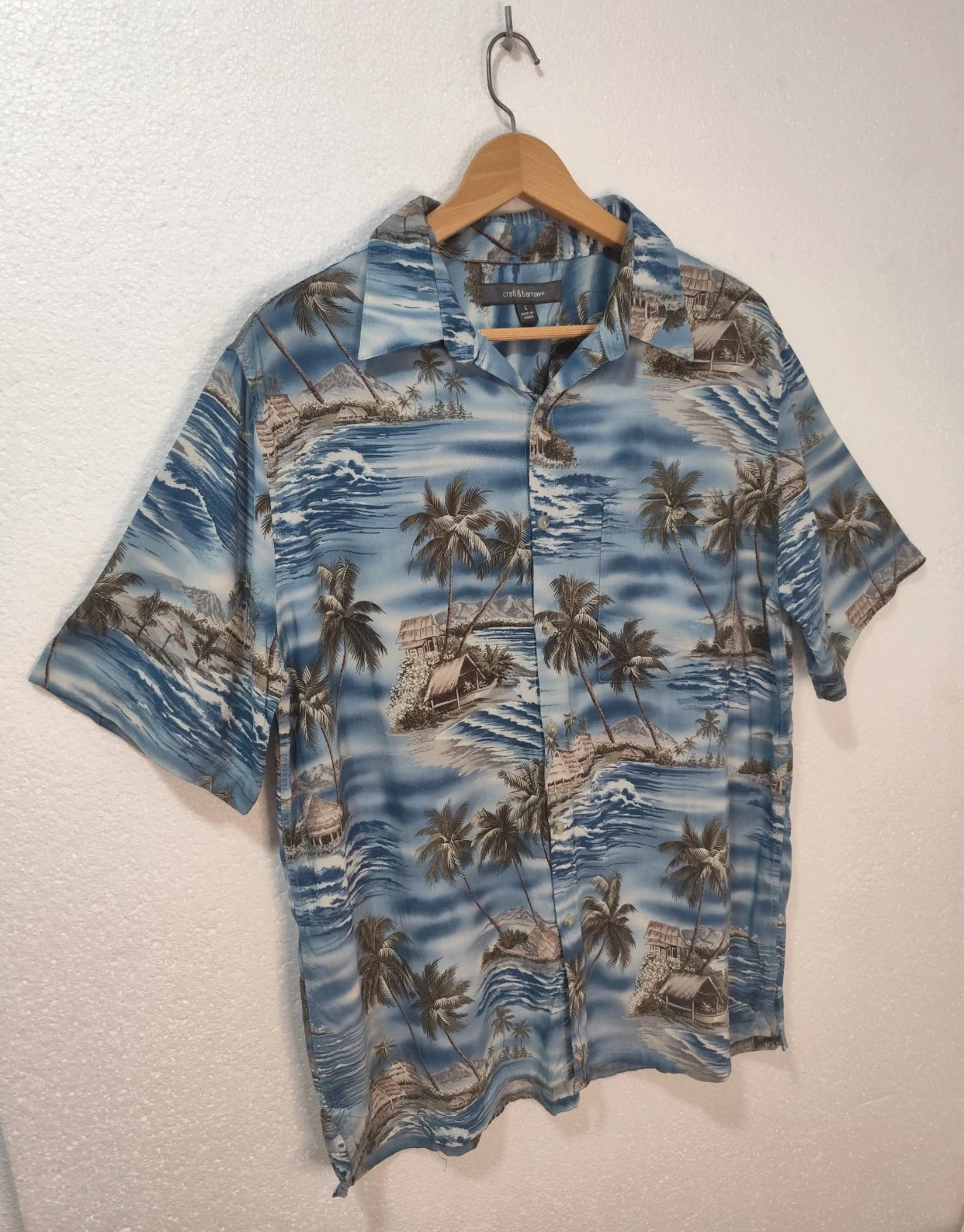 Camisa Hawaiana Vintage Azul Croft & Barrow 100% Rayón Estampado Tropical Talla L – Croft & Barrow – taille L 5