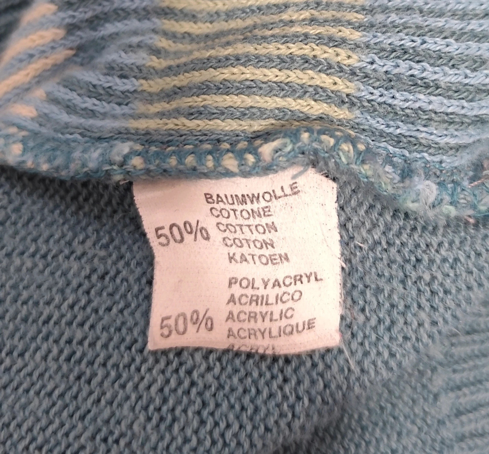 Jersey Vintage Estampado Geométrico azul y verde Talla L – Vintage Dressing – taille L 2