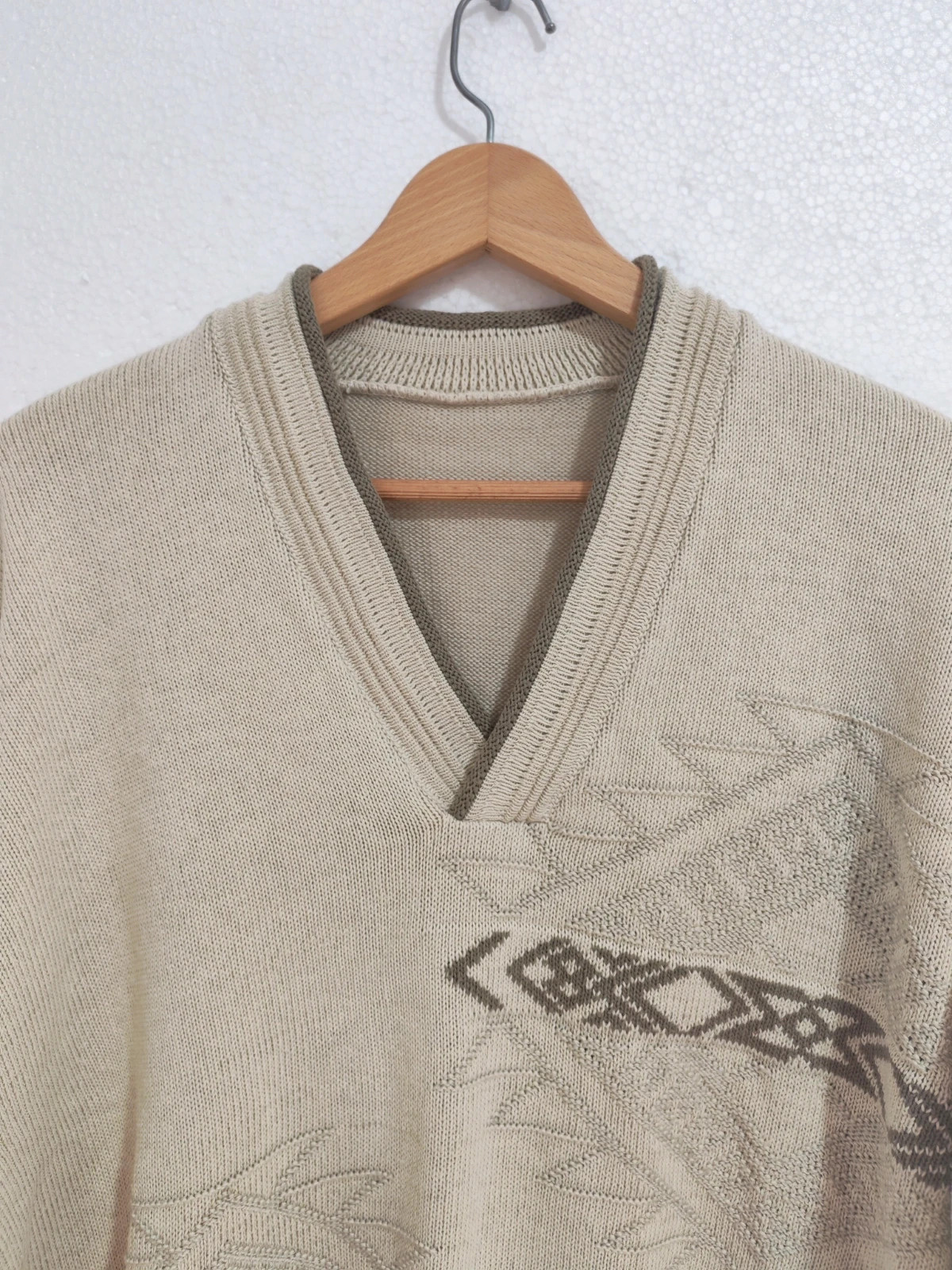 Jersey Beige Vintage Con Estampado Geométrico Talla L – Vintage Dressing – taille L 3