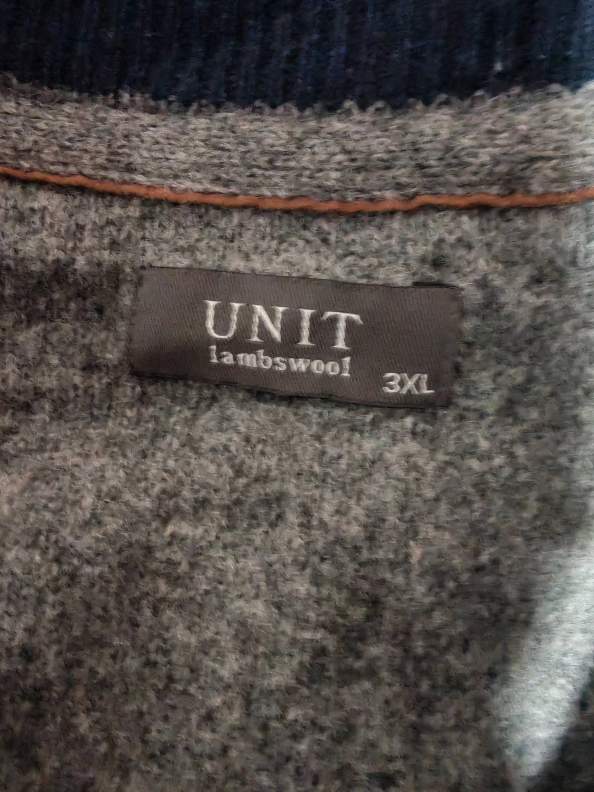 Jersey gris oscuro UNIT 100% lana con cremallera y parches Talla XL – Unit – taille XL 2