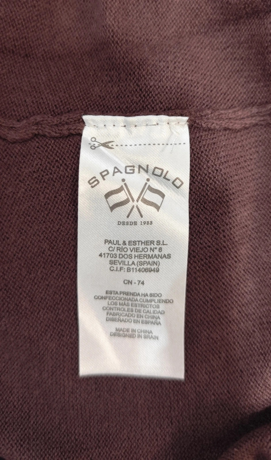 Jersey marrón Spagnolo 100% algodón Talla S – spagnolo – taille S 3