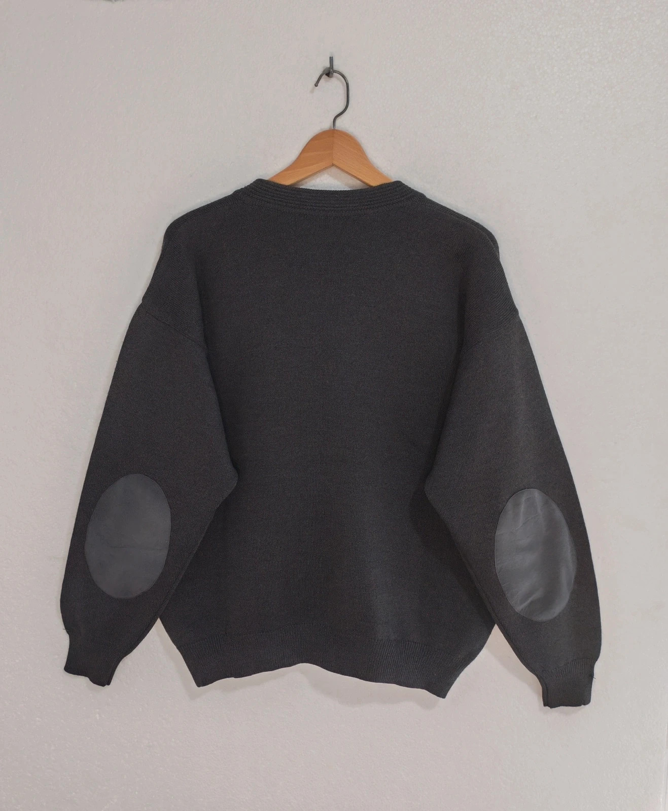 Cárdigan de punto Vintage gris oscuro con coderas de ante Talla L – Vintage Dressing – taille L 5