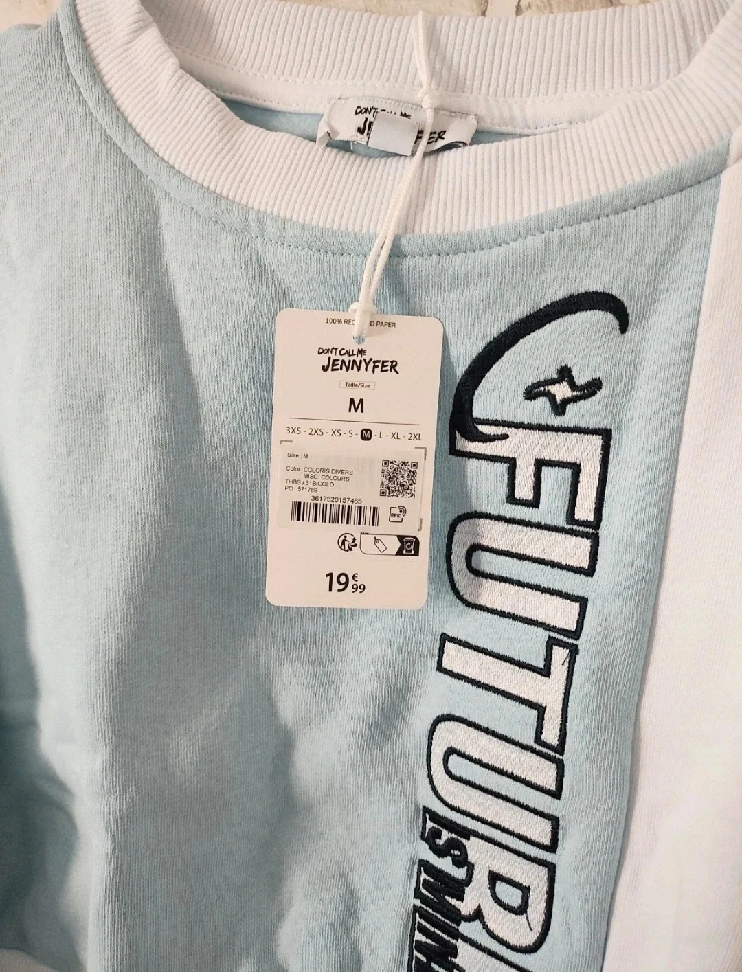 Pull court Ciel et blanc M – Don't Call Me Jennyfer – taille M / 38 / 10 3