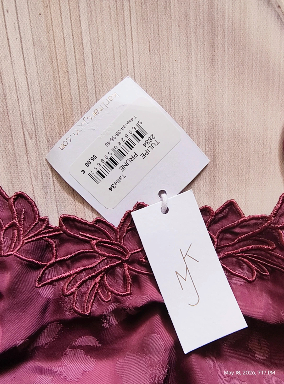 Caraco tulipe prune neuf xs – Karl Marc John – taille XS / 34 / 6 4