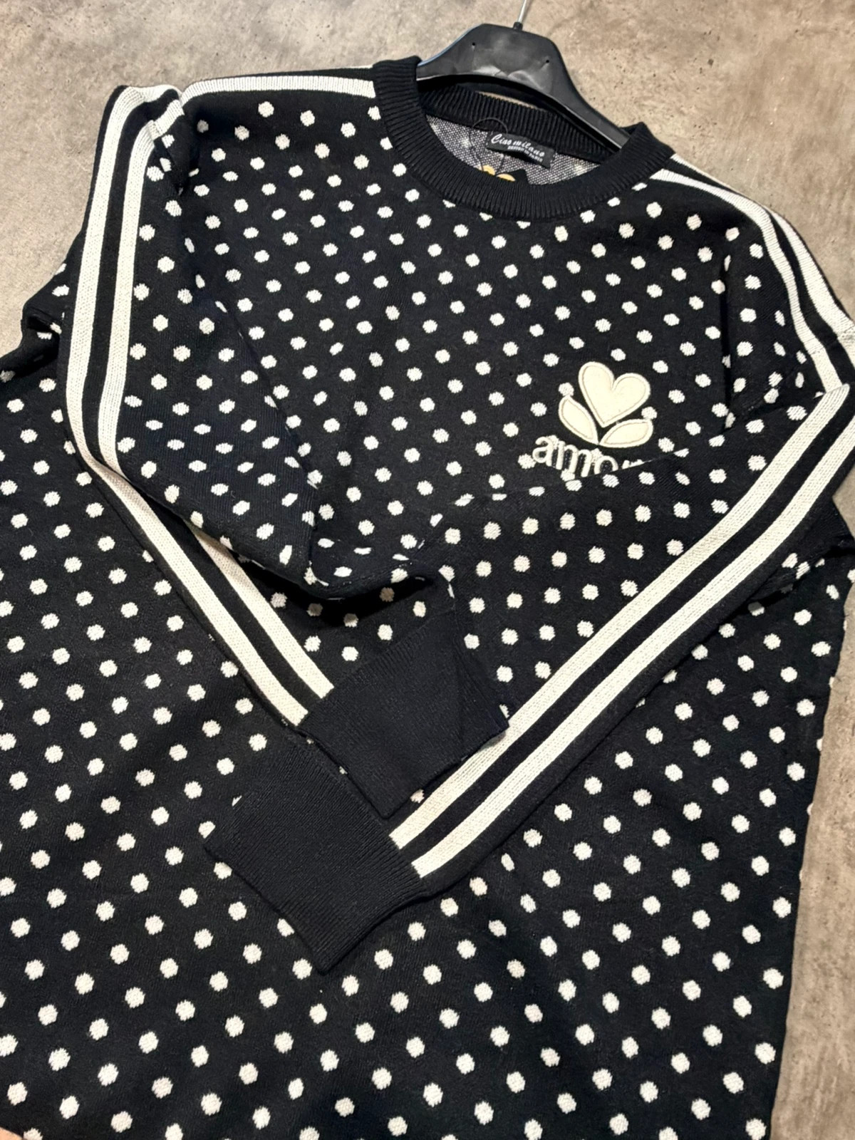 🖤Robe maille Amour à pois avec bandes manches 36/42 – boutique indépendante – taille Taille unique 2
