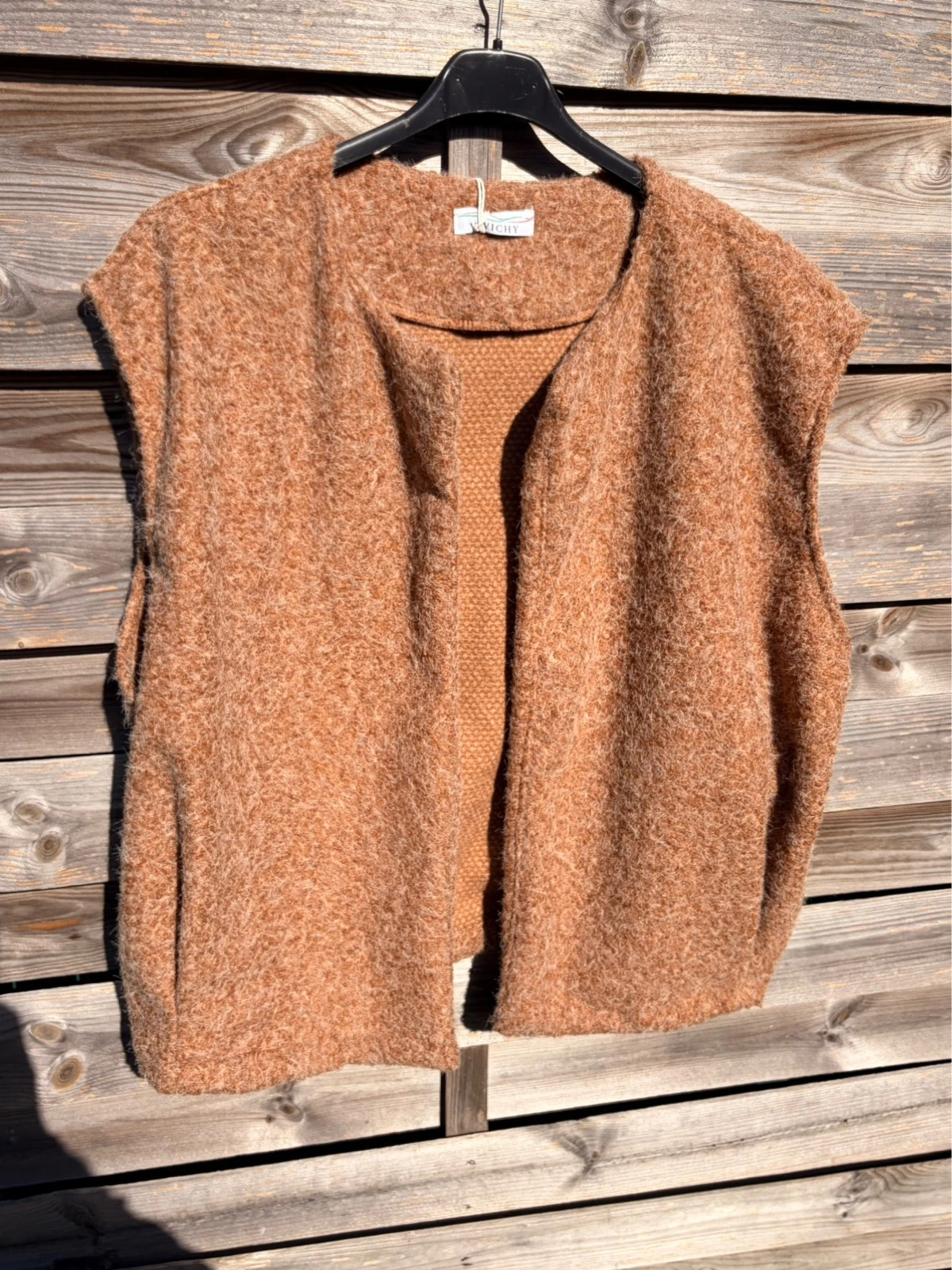 Gilet dans manches camel grande tailles