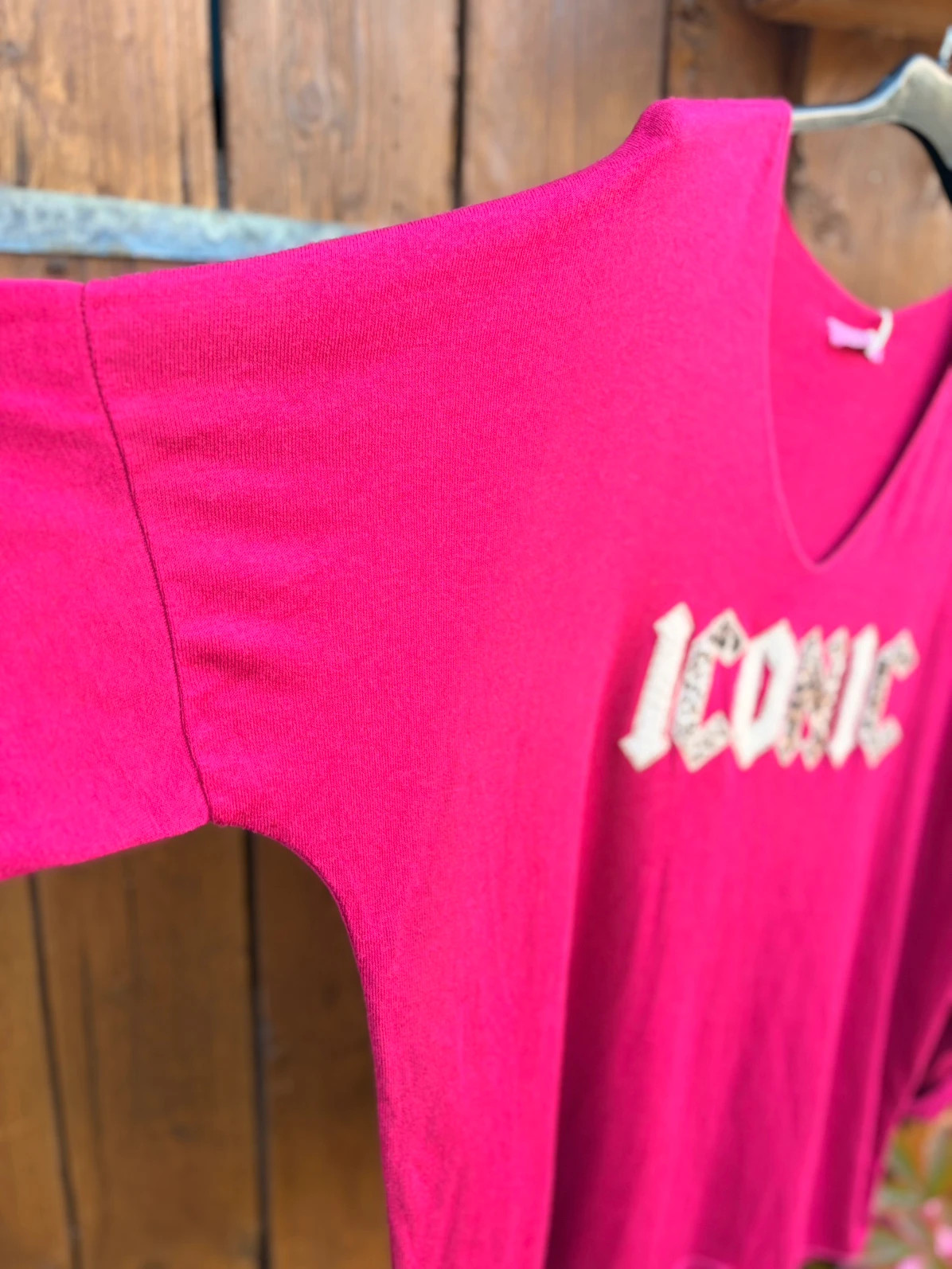 Pull V framboise imprimé 40/48 – Styled In Italy – taille Taille unique 3