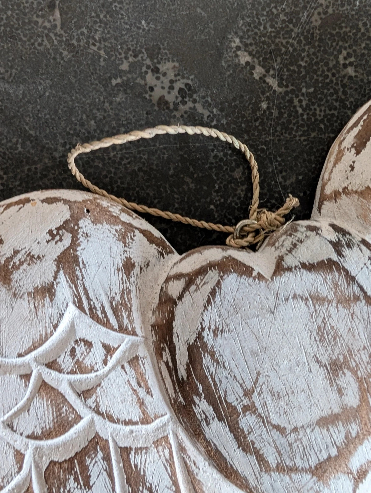 Paire d'ailes d'ange avec coeur en bois blanchi – Autre 2