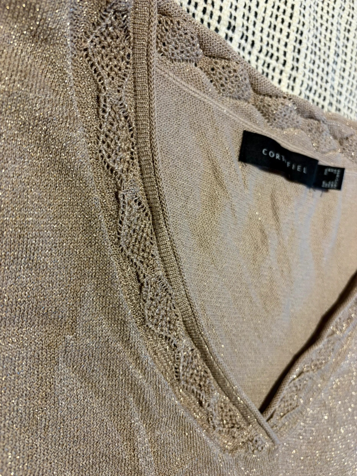 Jersey fino cortefiel lúrex dorado mujer pull maille brillant xxl – Cortefiel – taille XXL / 44 / 16 4
