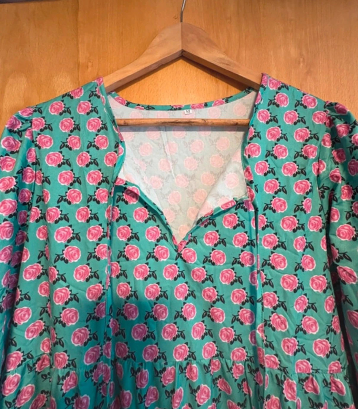 Vestido largo floral verde y rosa talla M boho – Local – taille M / 38 / 10 2