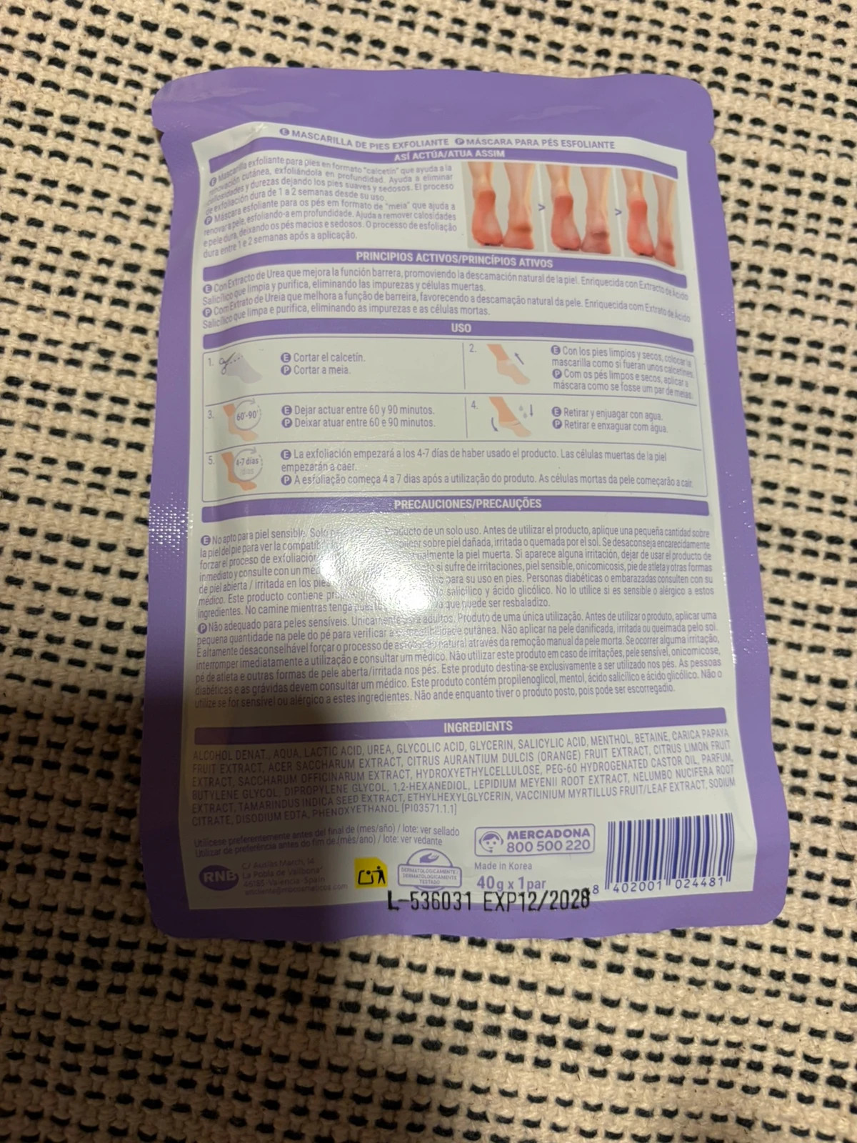 Mascarilla de pies exfoliante deliplus mercadona calcetines peeling dermo feet mask – Deliplus 3
