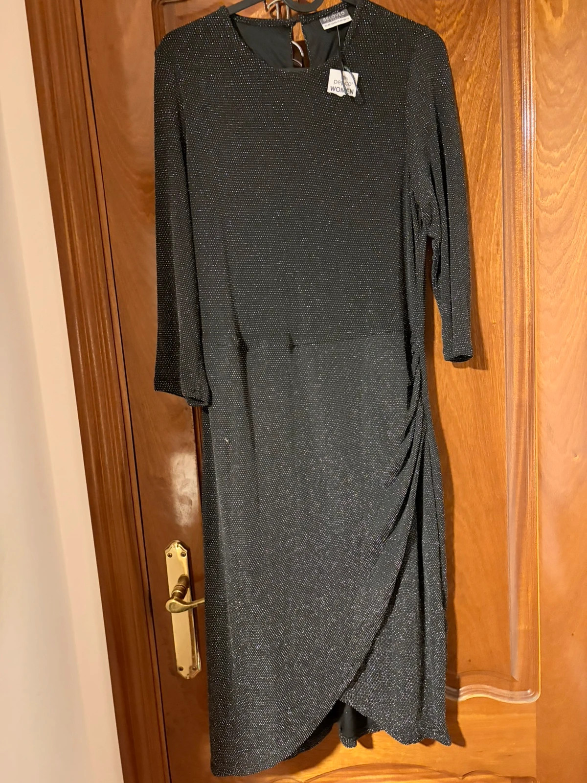 Vestido negro brillante pepco mujer fiesta robe paillettes t40