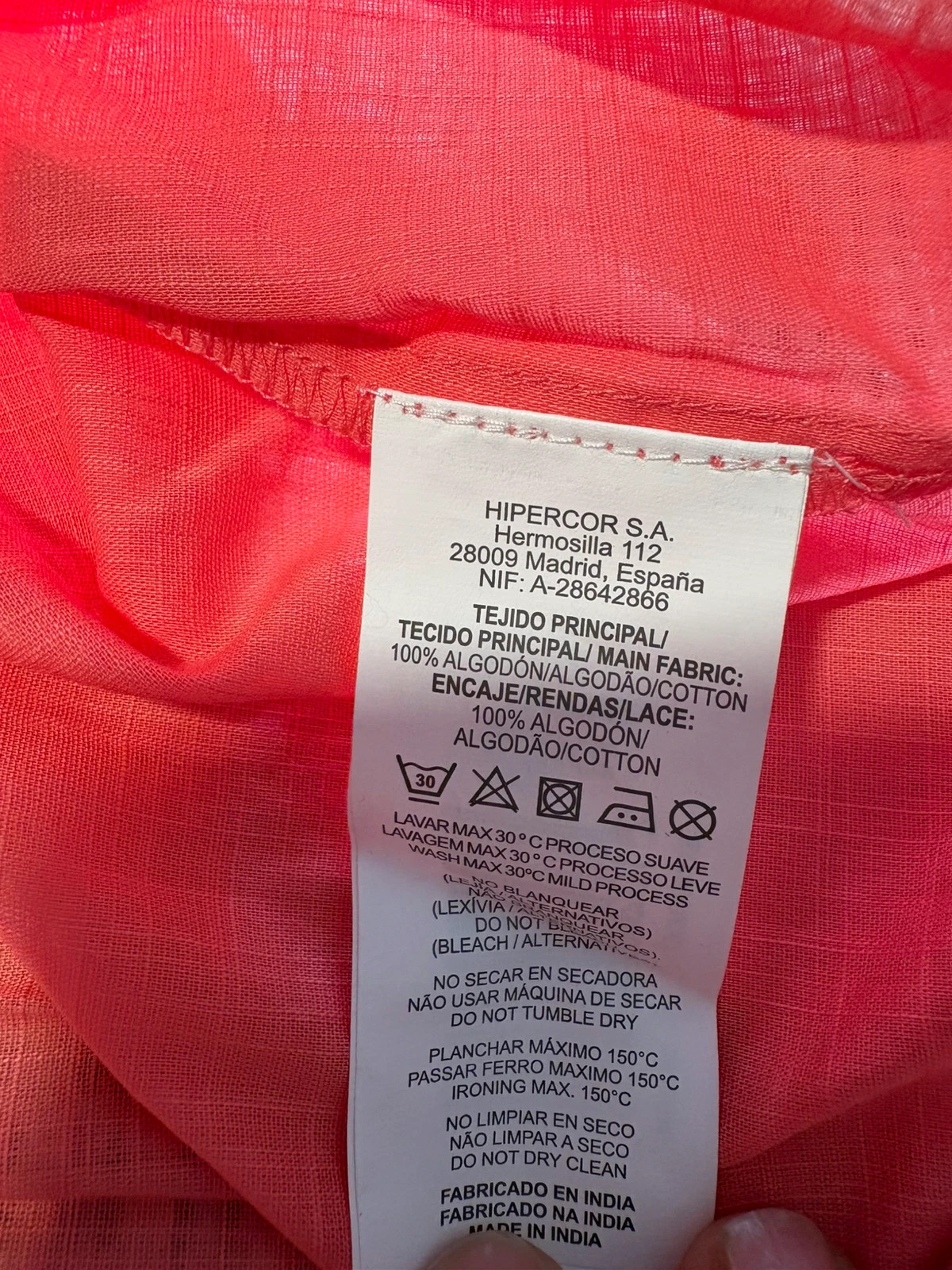 caftán túnica coral unit talla 2xl 100% algodón playa verano – Unit – taille XXL / 44 / 16 4