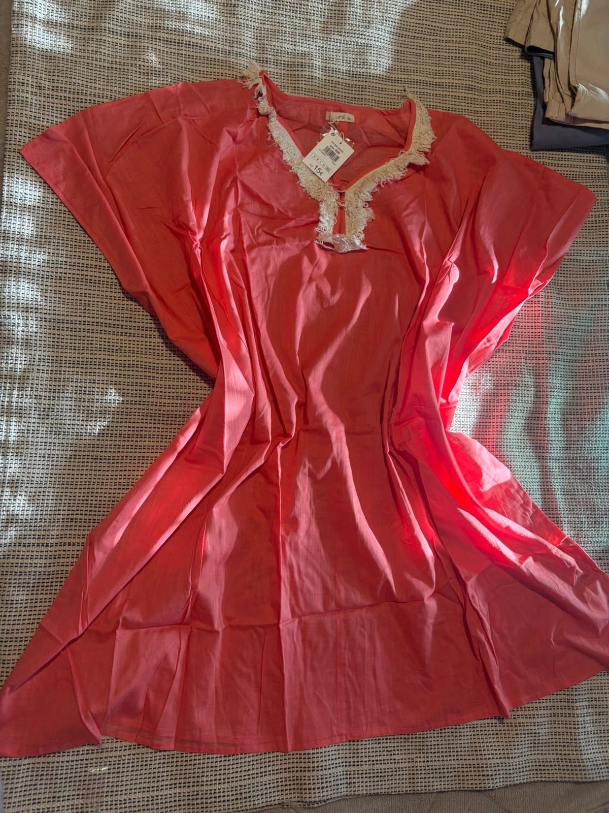 caftán túnica coral unit talla 2xl 100% algodón playa verano – Unit – taille XXL / 44 / 16 2