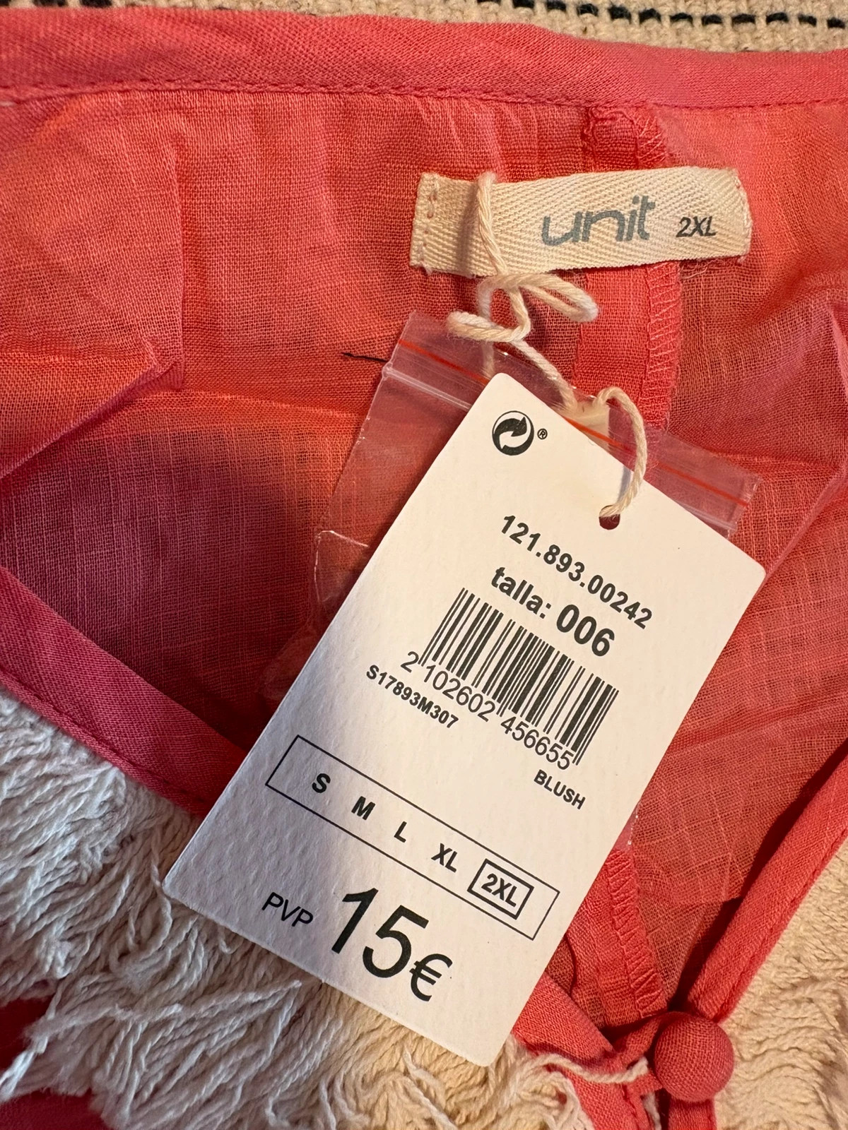 caftán túnica coral unit talla 2xl 100% algodón playa verano – Unit – taille XXL / 44 / 16 3