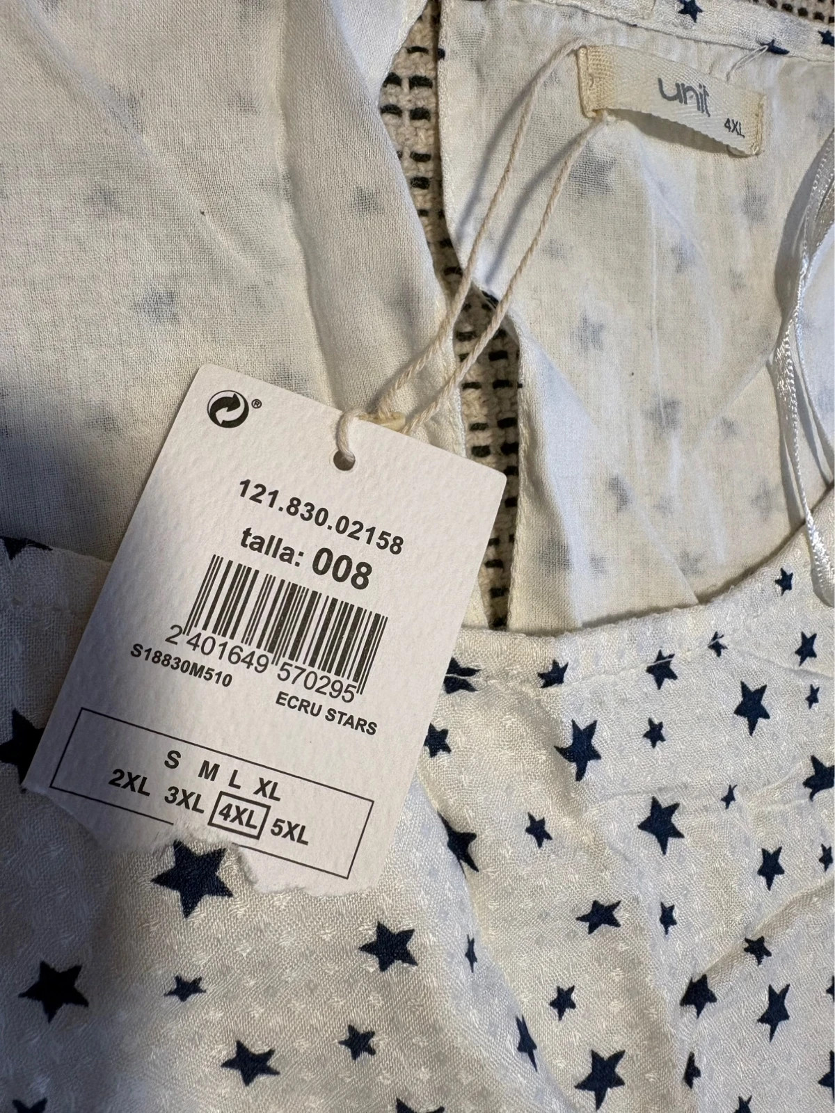 vestido blanco estrellas azul marino unit el corte ingles 4xl nuevo – Unit – taille 4XL / 48 / 20 3