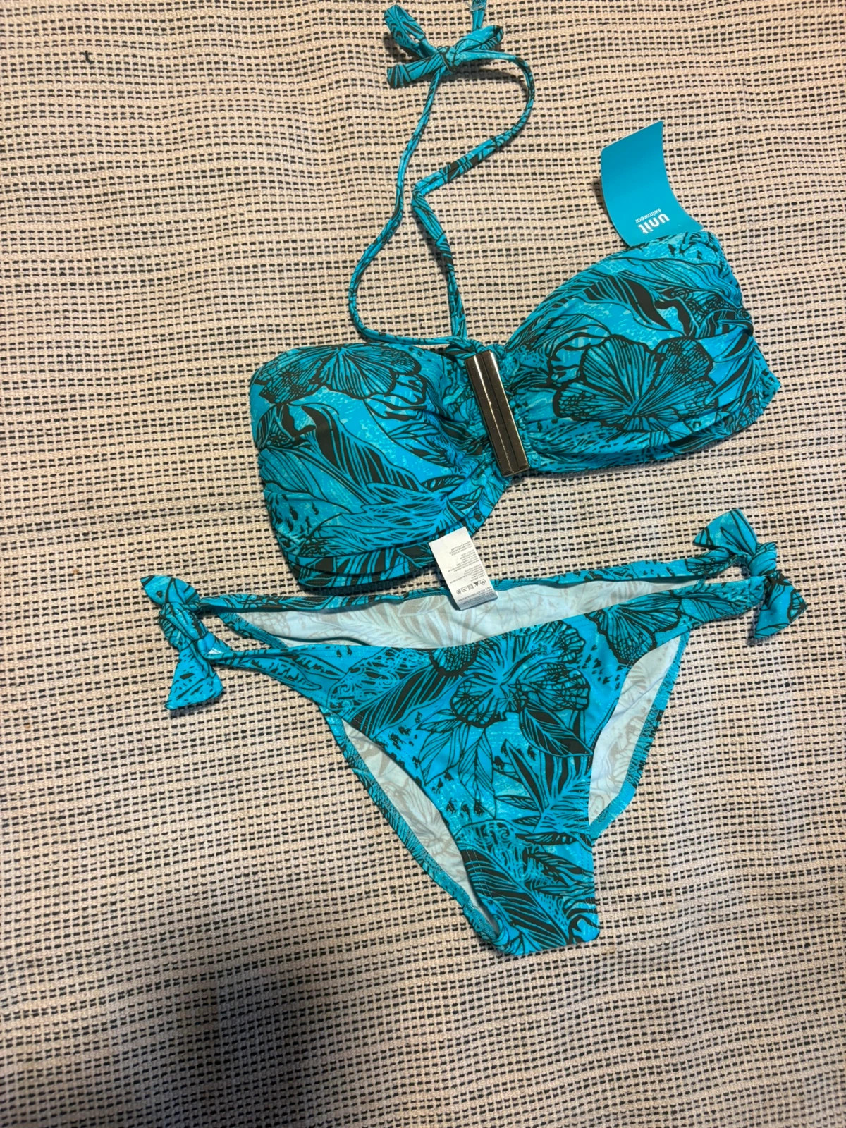 bikini unit turquesa estampado tropical talla 44 nuevo etiquetas – Unit – taille XXL / 44 / 16