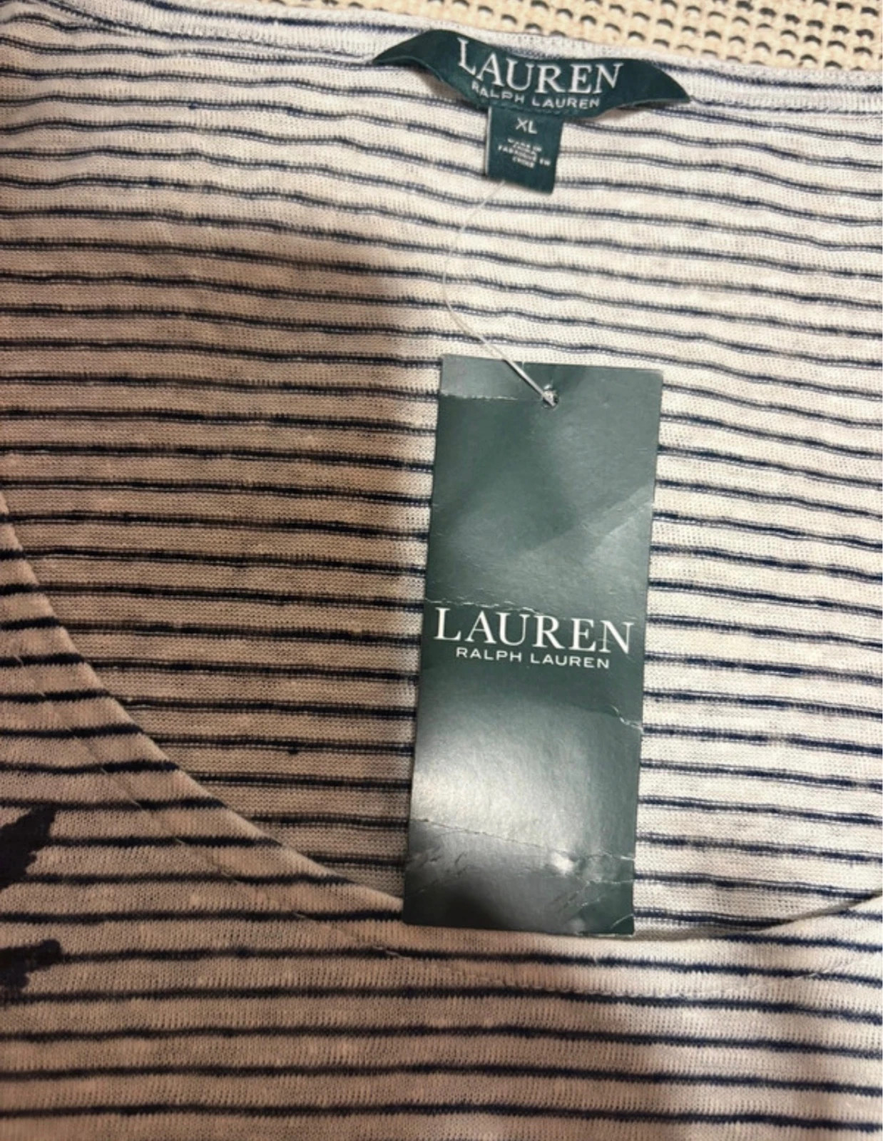 camiseta lino ralph lauren rayas marinera bordada xl (neuve/new) – Ralph Lauren – taille XL / 42 / 14 5