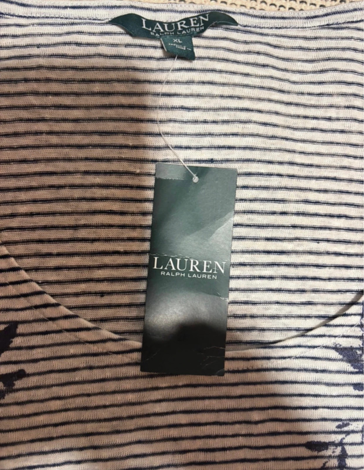 camiseta lino ralph lauren rayas marinera bordada xl (neuve/new) – Ralph Lauren – taille XL / 42 / 14 4