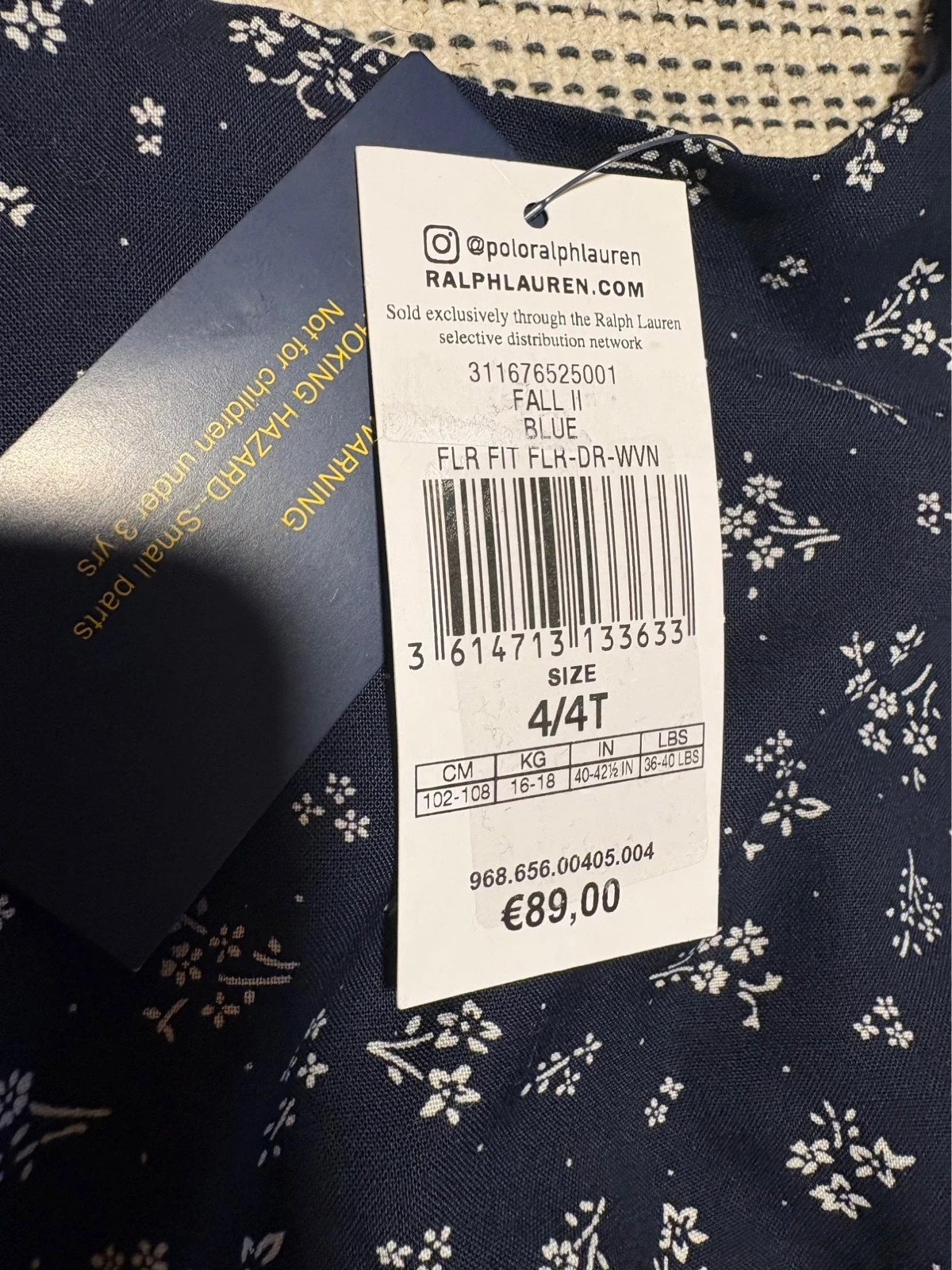 vestido polo ralph lauren floral azul marino 4t 102-108cm nuevo con etiqueta – Ralph Lauren – taille 4 ans / 104 cm 4