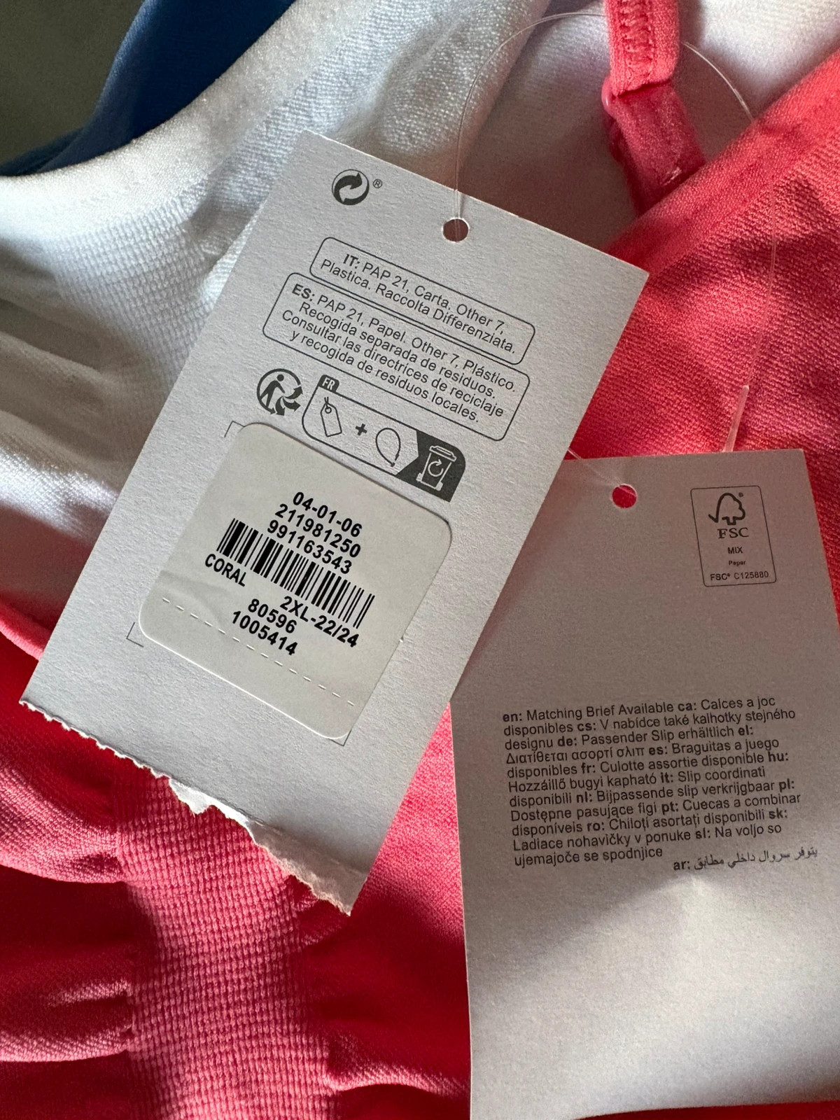 pack 3 bralettes sin costuras primark 2xl 50-52 top confort seamless bra set coral blanco azul – Primark – taille 100C 4