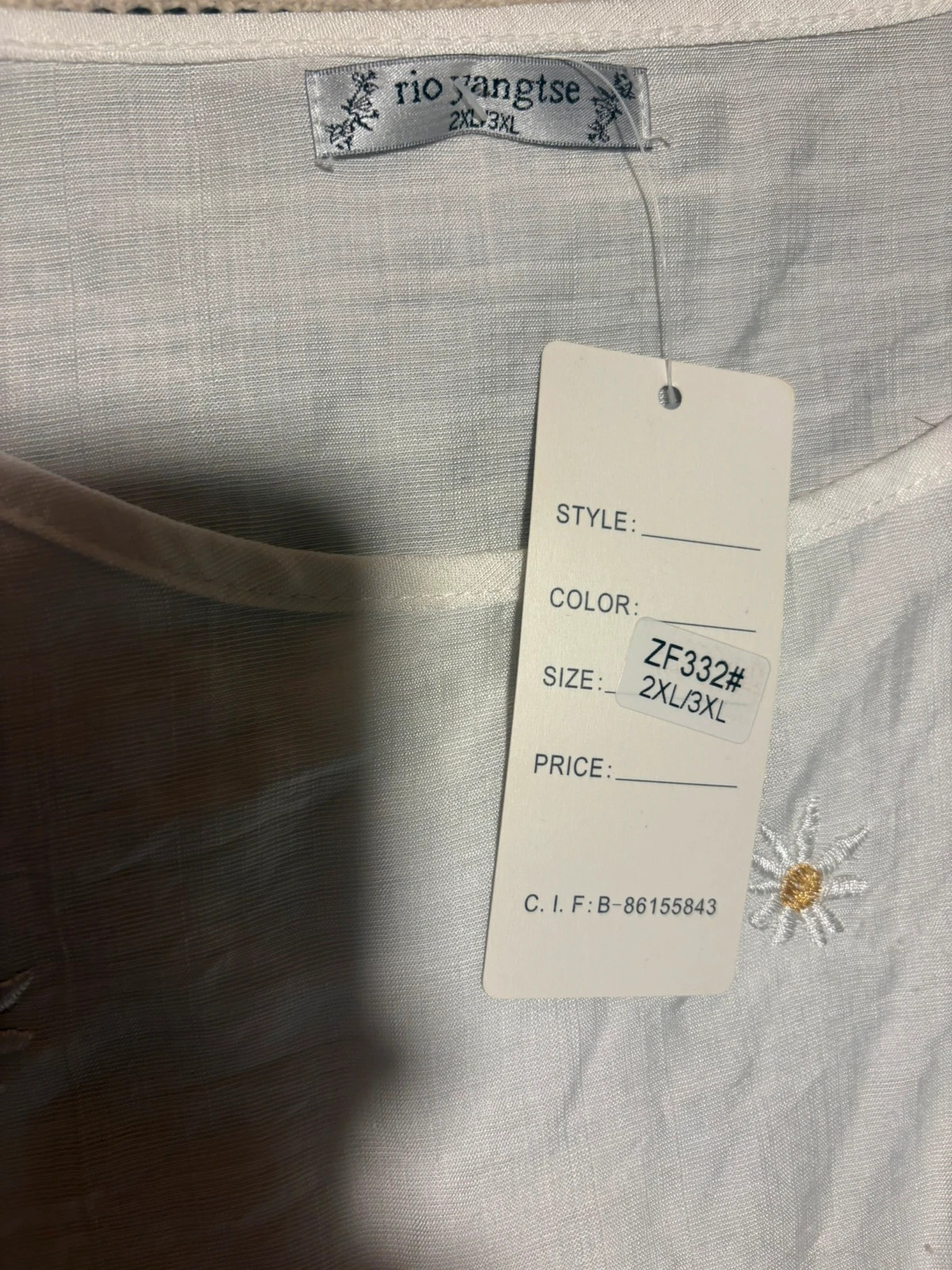 Blusa blanca margaritas bordadas talla xl 2xl nuevo rio yangtse blouse brodee marguerite – Local – taille XL / 42 / 14 2